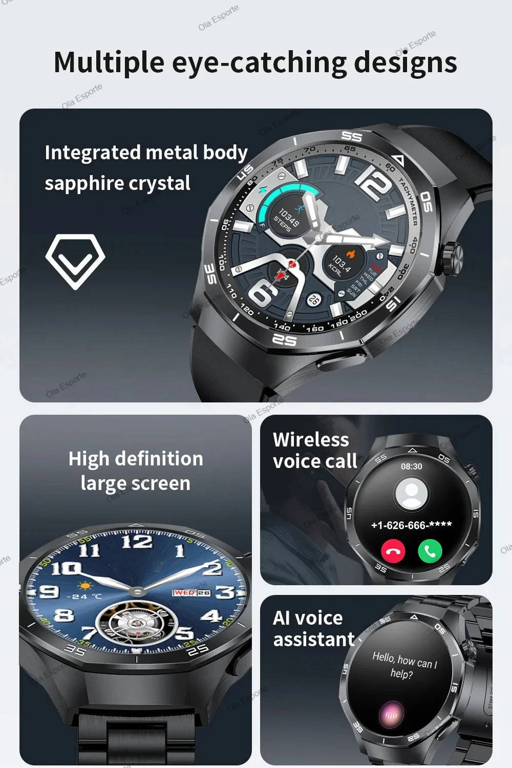 2026 New Smart Watch Men AMOLED HD Screen GPS Motion Trajectory Heart Rate Bluetooth Calls SmartWatch Waterproof For Android iOS