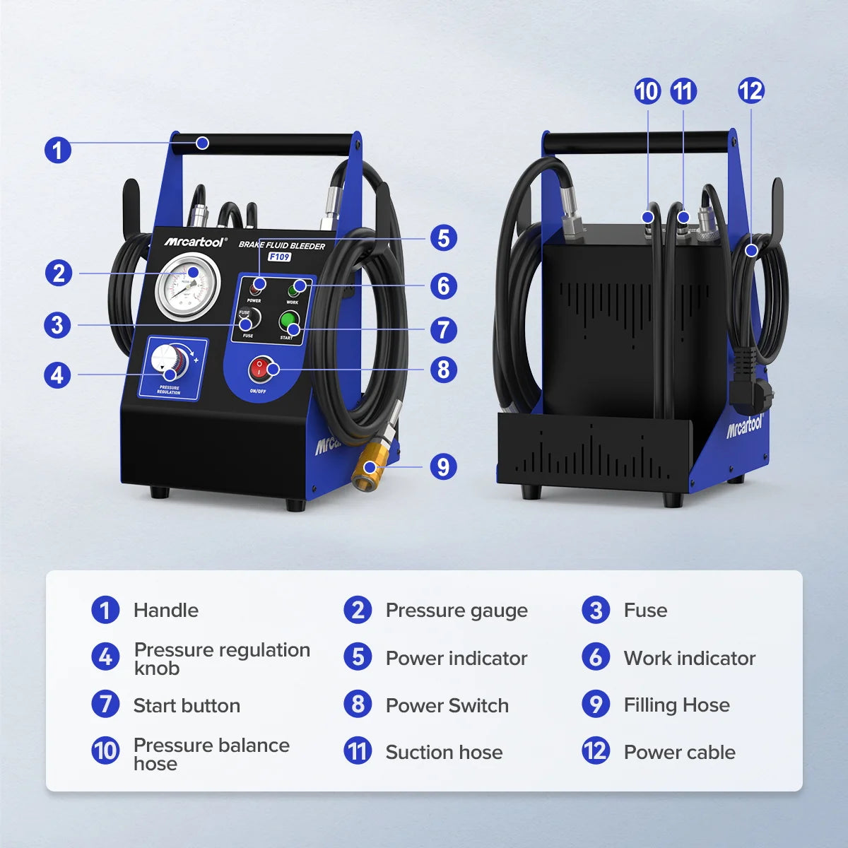 MRCARTOOL F109 Car Brake Oil Filling Changer Extractor Machine Electric Pulse Vacuum Transfer Pump Clean The Pipeline 220V 110V
