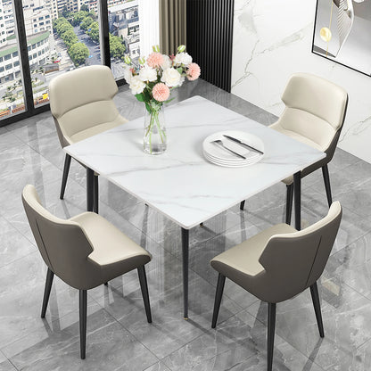 Rectangular Dining Modern Dining Desk Table Furniture with Natural Texture Sintered Stone Top Metal Frame for Dining Room