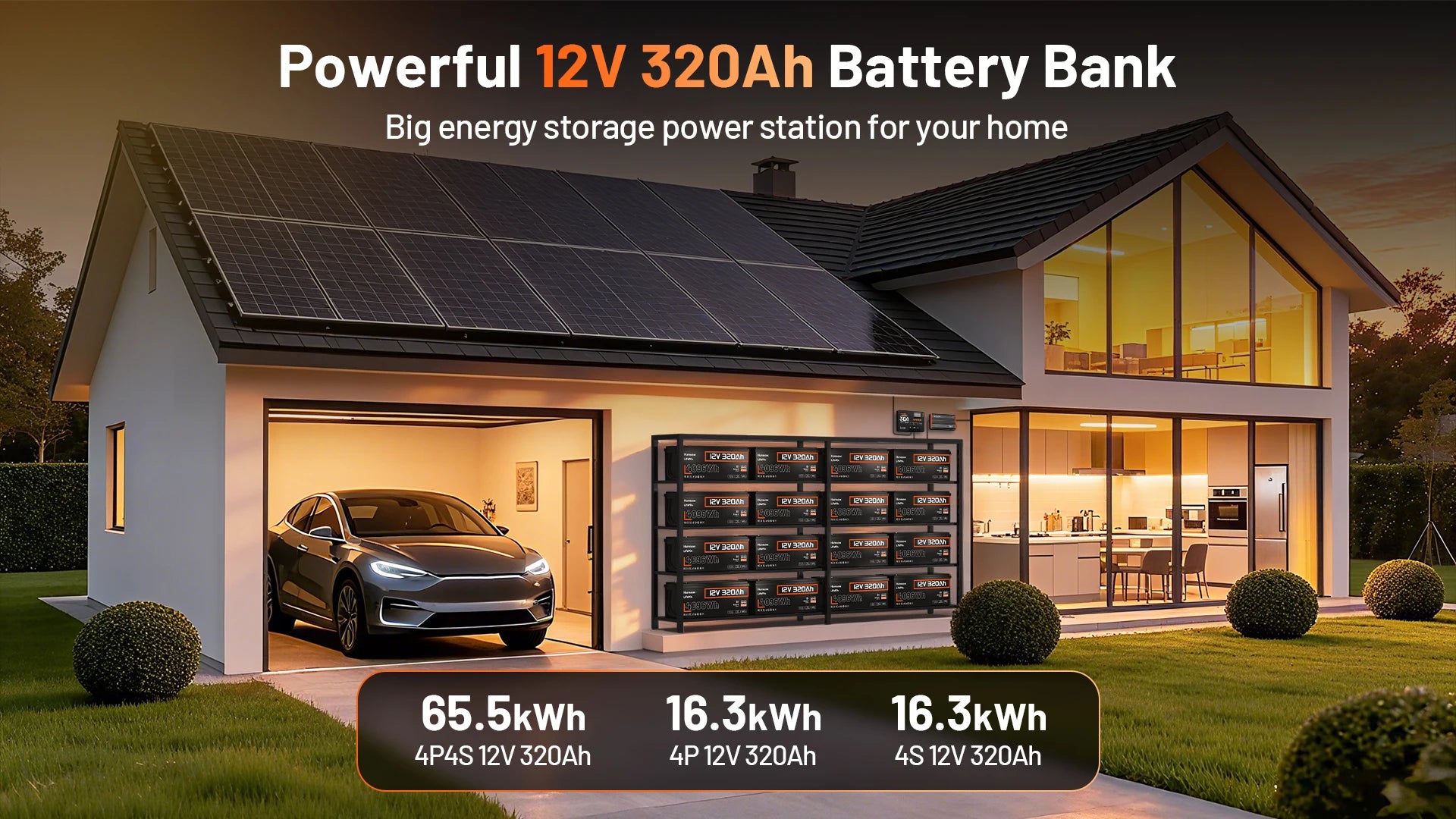 Humsienk 12V 320Ah Rechargeable Lithium Battery, Capacity 4096Wh, Built-in Bluetooth & 250A BMS, 15000+ Deep Cycle & 12V LiFePO4 Battery For RV, Van, Golf Cart, Boat, Camper, Marine, Trolling Motor, Off-Grid, Solar Energy Sto