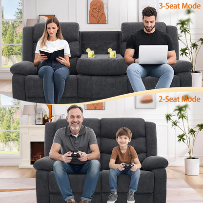 3 Seater Recliner Sofa,Built In Console & Drop Down Table,Cup Holders,Living Room Furniture, Custom