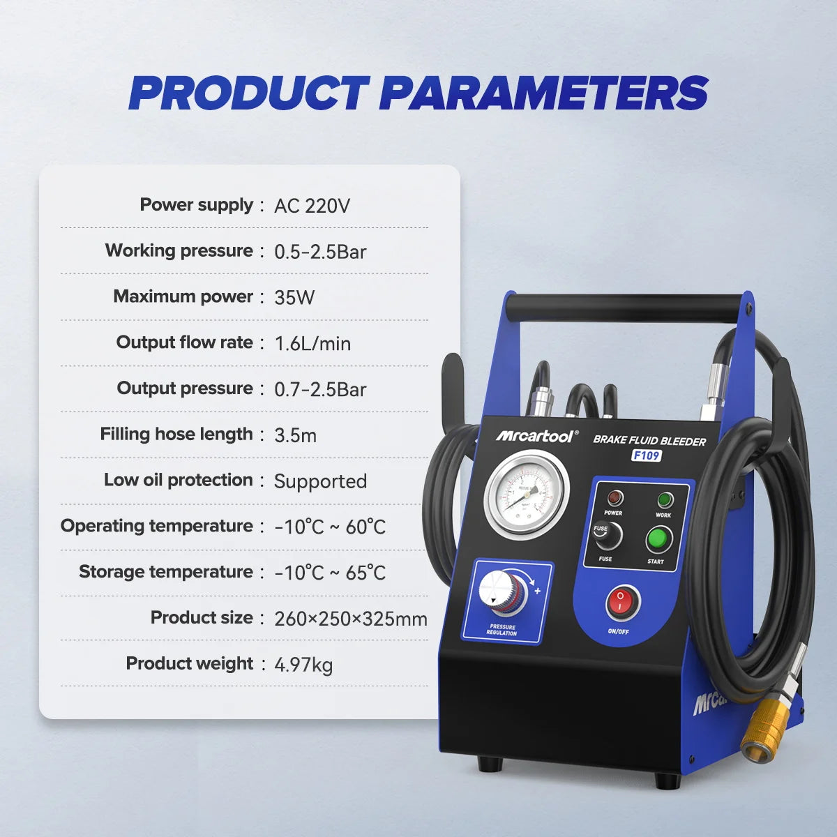 MRCARTOOL F109 Car Brake Oil Filling Changer Extractor Machine Electric Pulse Vacuum Transfer Pump Clean The Pipeline 220V 110V