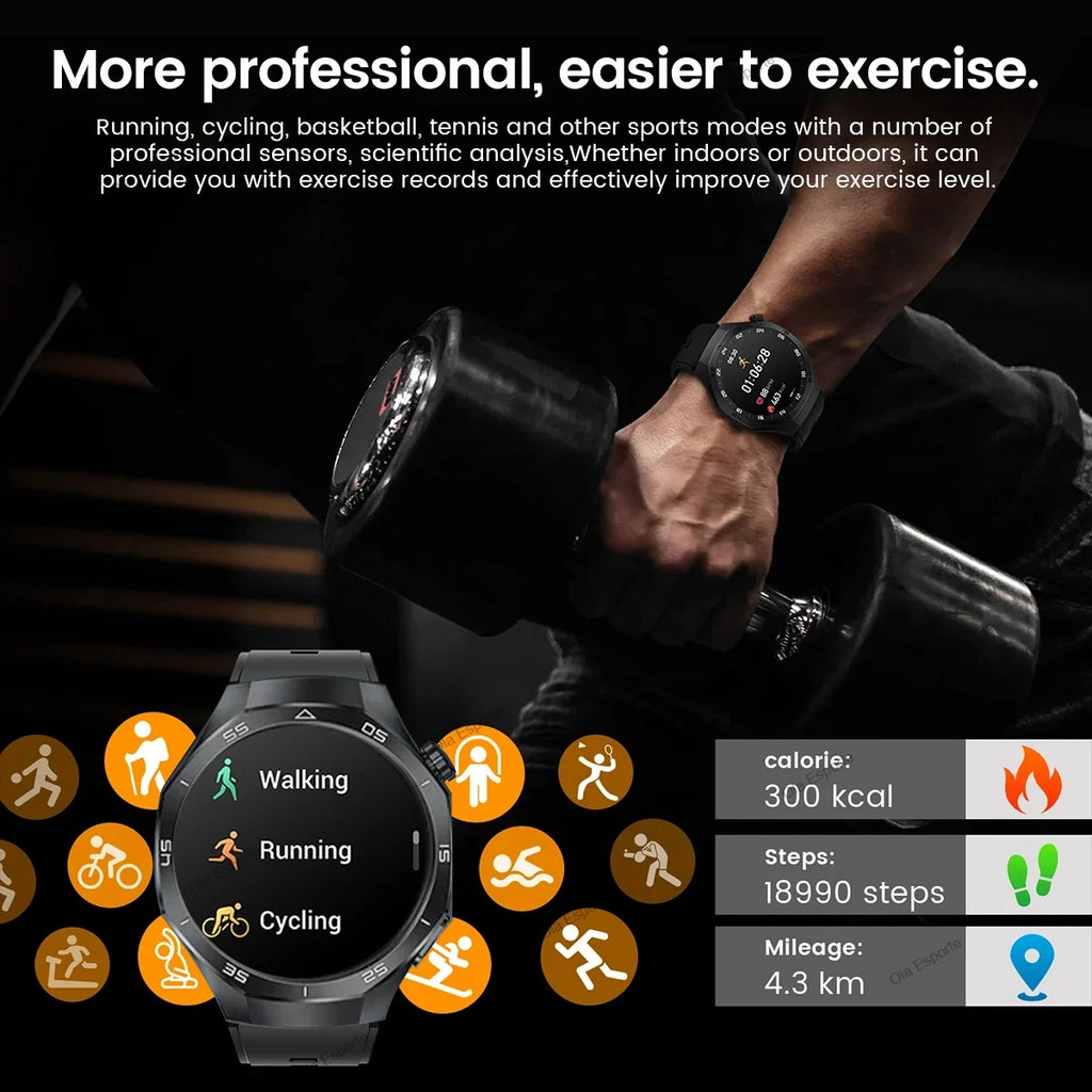 2026 New Smart Watch Men AMOLED HD Screen GPS Motion Trajectory Heart Rate Bluetooth Calls SmartWatch Waterproof For Android iOS