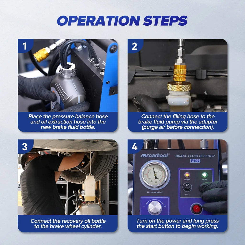 MRCARTOOL F109 Car Brake Oil Filling Changer Extractor Machine Electric Pulse Vacuum Transfer Pump Clean The Pipeline 220V 110V