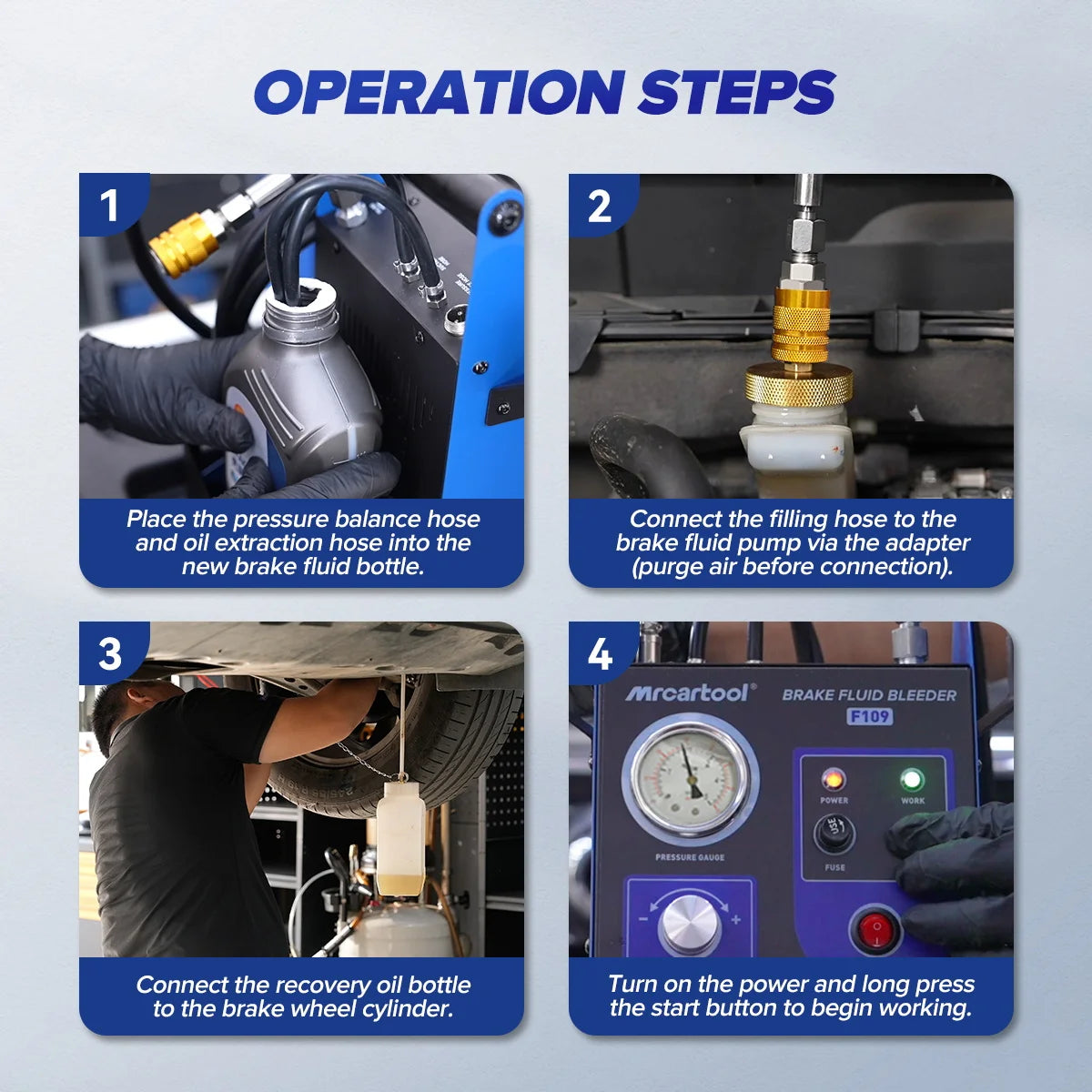 MRCARTOOL F109 Car Brake Oil Filling Changer Extractor Machine Electric Pulse Vacuum Transfer Pump Clean The Pipeline 220V 110V
