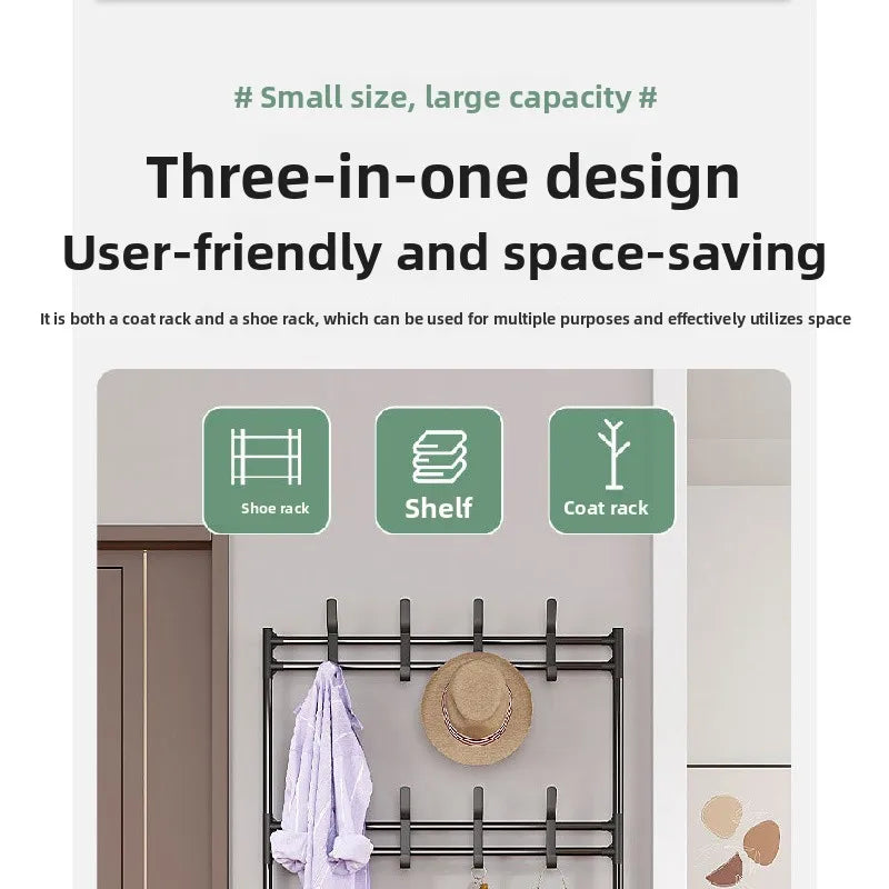 5-Tier 3-in-1 Multifunctional Metal Shoe & Hat Rack, Floor-Standing Garment Organizer for Entryway, Bedroom, Living Room, Sturdy Vertical Storage Shelf
