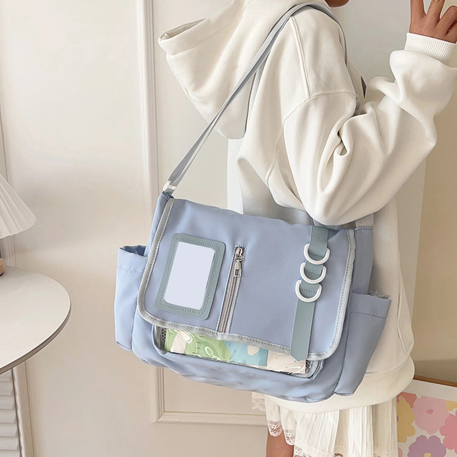 Fashion Y2K Japanese Crossbody Bags Lightweight Transparent Itabag Teenage Casual School Bag Girls Solid Color Shoulder Bag