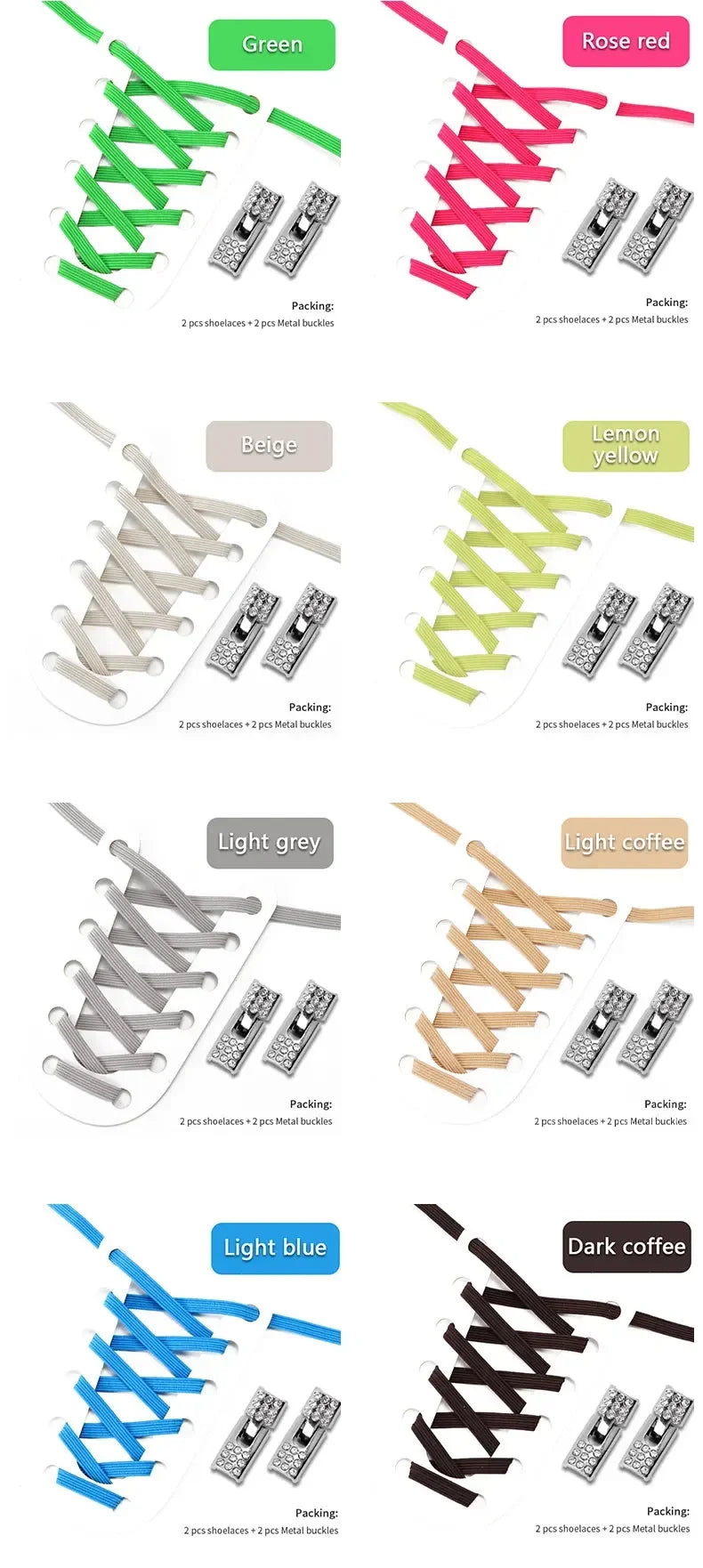 Fashion Elastic No Tie Shoelaces Rhinestone Cross Lock Tieless Shoelace Flat Shoe Laces Suitable for Sneakers and Athletic Shoes