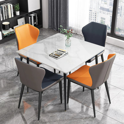 Rectangular Dining Modern Dining Desk Table Furniture with Natural Texture Sintered Stone Top Metal Frame for Dining Room