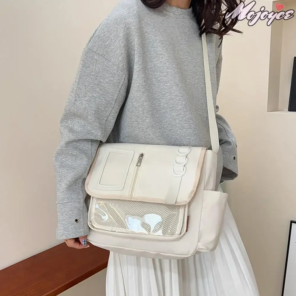 Fashion Y2K Japanese Crossbody Bags Lightweight Transparent Itabag Teenage Casual School Bag Girls Solid Color Shoulder Bag