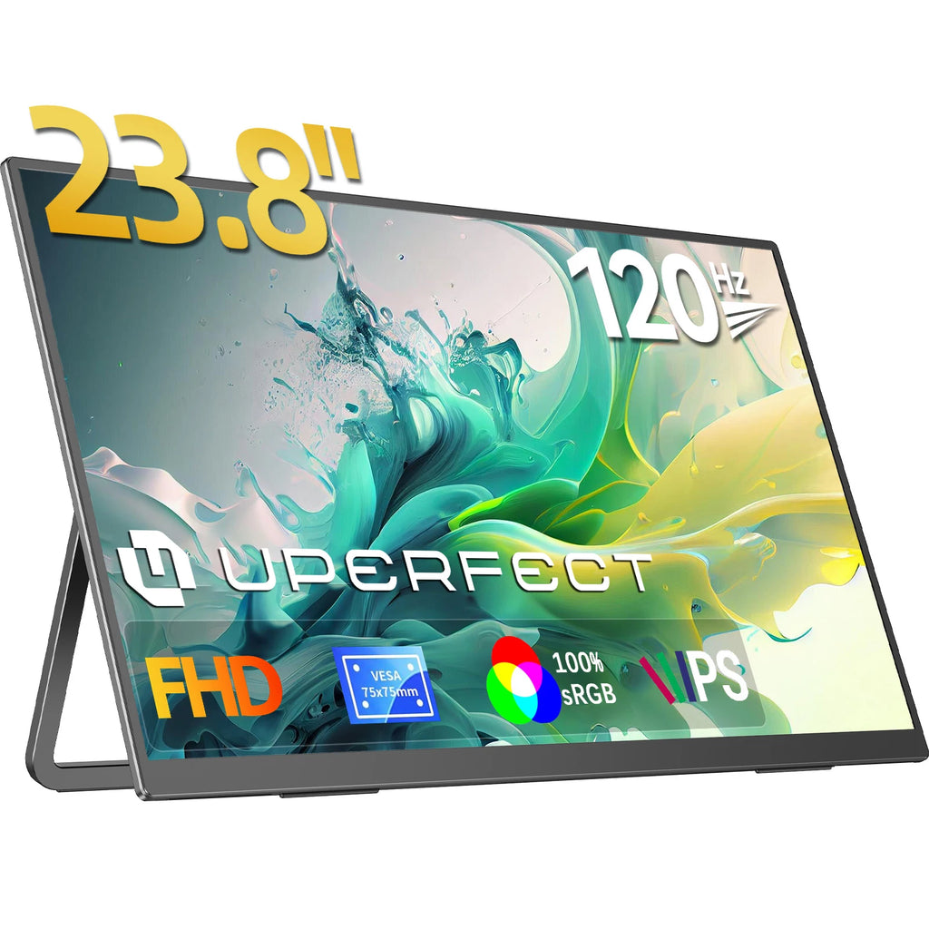 UPERFECT 24”120HZ Portable Monitor Gaming Pc Displays Laptop TV External Screen Ultra-smooth For Cell Phone Steamdeck MacBook