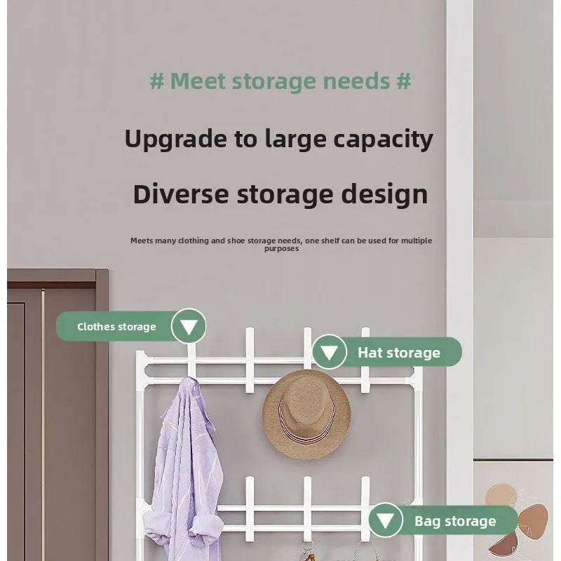5-Tier 3-in-1 Multifunctional Metal Shoe & Hat Rack, Floor-Standing Garment Organizer for Entryway, Bedroom, Living Room, Sturdy Vertical Storage Shelf