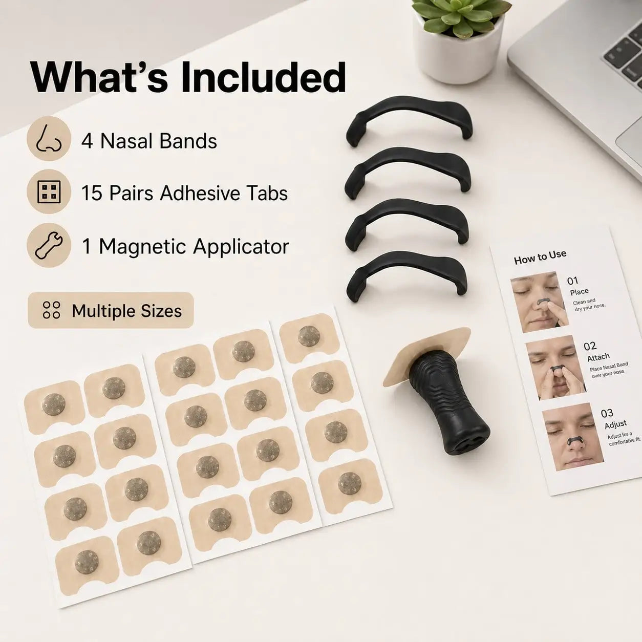 Nose Expander Kit With 30pcs Square Nose Strips & 4pcs Nose Clips, Suitable For Sports, Home, Travel & Business Trips