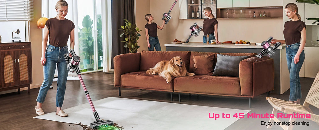 Cordless Vacuum Cleaner, 10 in 1 Stick Vacuum with 55Kpa Powerful Suction, Hose,Lightweight Rechargeable Vacuum Cleaner for Home