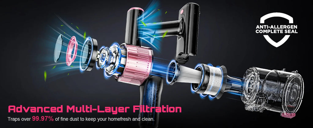 Cordless Vacuum Cleaner, 10 in 1 Stick Vacuum with 55Kpa Powerful Suction, Hose,Lightweight Rechargeable Vacuum Cleaner for Home