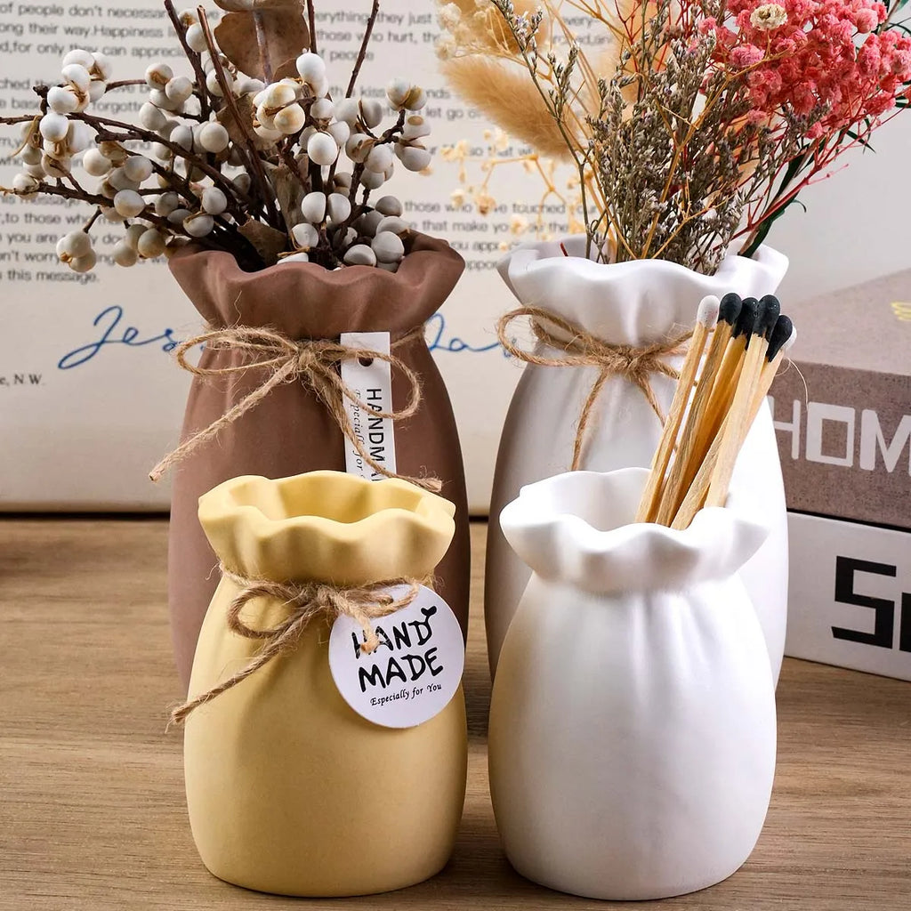 Blessing Bag Shape Vase Silicone Mold DIY Handmade Flower Arrangement Plaster Resin Storage Box Craft Casting Molds Home Decor