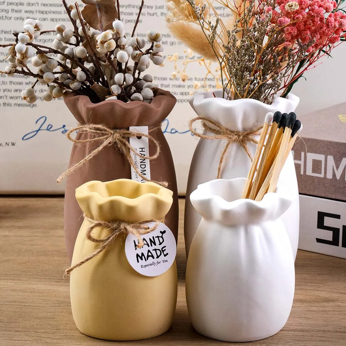Blessing Bag Shape Vase Silicone Mold DIY Handmade Flower Arrangement Plaster Resin Storage Box Craft Casting Molds Home Decor