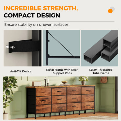 JHK 12  Fabric Cabinet For Living Room Drawers Beside Nightstand Tables Wood Top Entertainment Center Large Fabric TV Consoles for Bedroom Up to 80'' TVs Storage Closet Chest Clothes Display Of Furniture