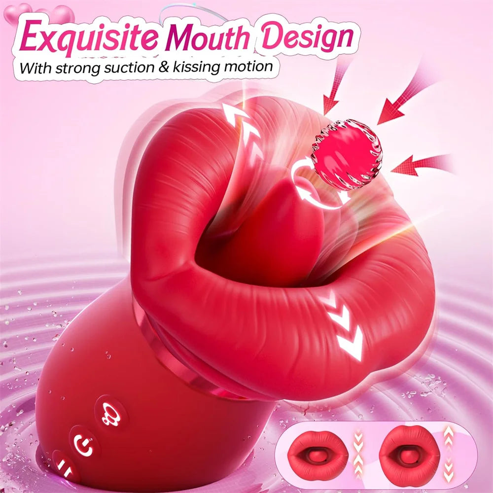 3-in-1 Tongue Licking & Suction Vibrator for Women – Clitoral, Nipple & G-spot Stimulator, Rechargeable Female Massager with Breast Sucking Function