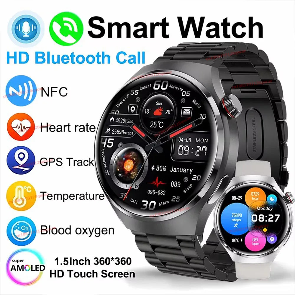 2026 New Smart Watch Men AMOLED HD Screen GPS Motion Trajectory Heart Rate Bluetooth Calls SmartWatch Waterproof For Android iOS