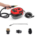001 Small and Portable High-Pressure Red White Steam Cleaner With Brush Heads Handheld Sanitizing 6-Speed Settings Extended Hose Large Capacity Removes Grease Dust Mites for Air Conditioners Range Hoods Floors Bathrooms Cookw