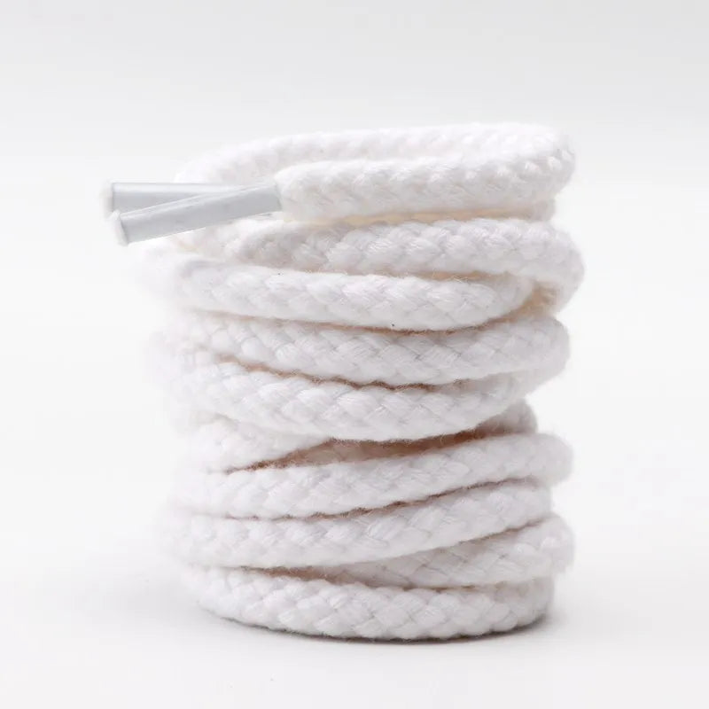 1Pair 8mm Bold Round Shoelaces Quality Linen Cotton Sneakers Shoelace AF1 Shoe laces 100/120/140/160/180CM Shoes Accessories