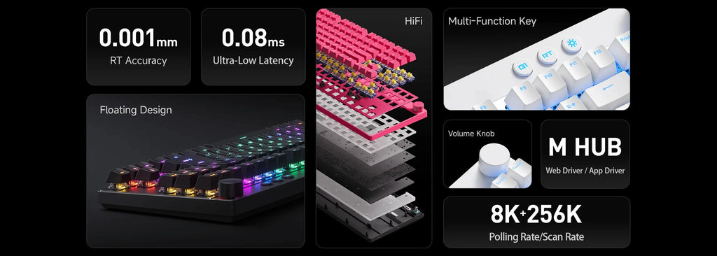 Mchose Mix87 Magnetic Swtich Keyboard Wired Gaming Keyboard 8K+256K Esport 0.08ms Low Latency E-Sports Custom Gamer Accessories