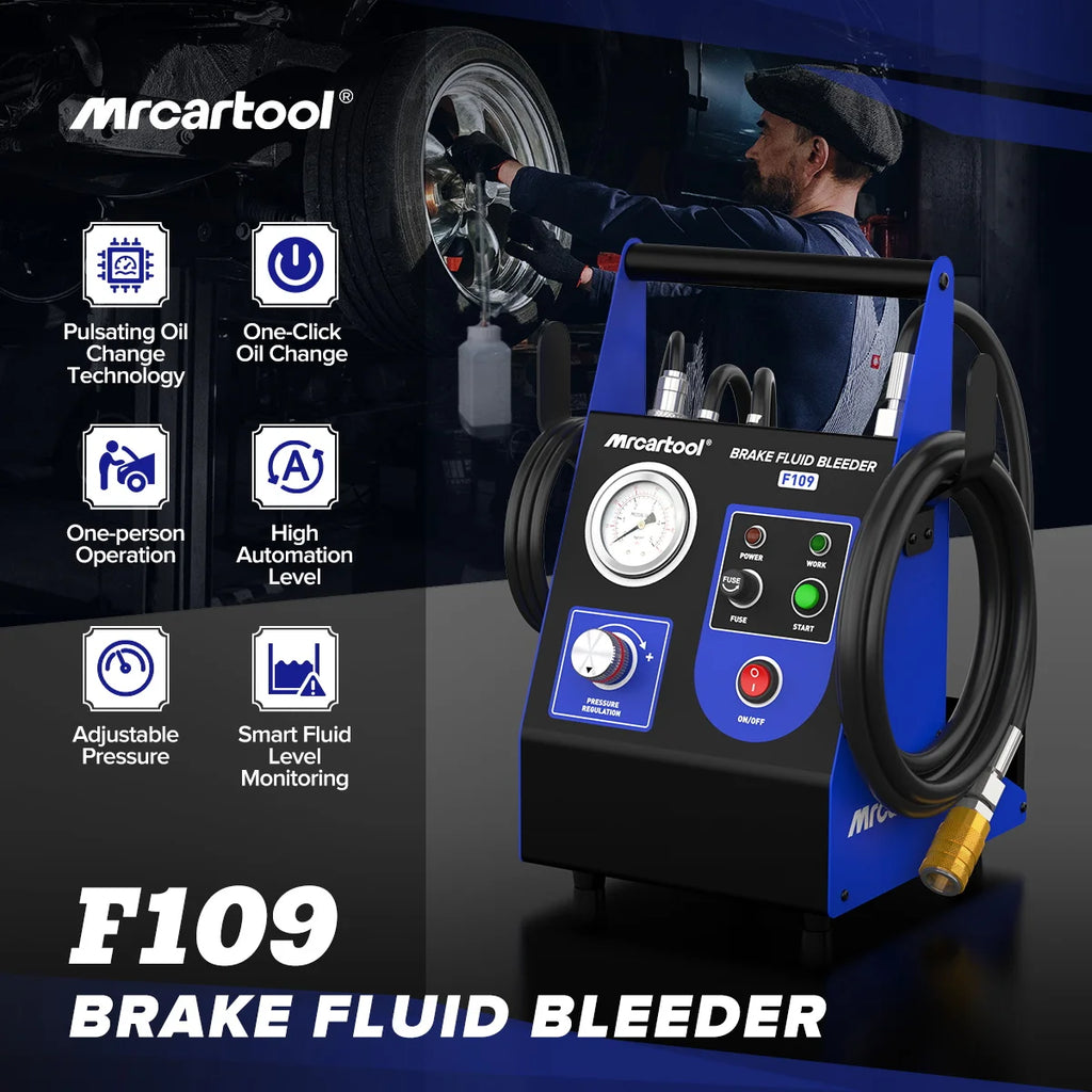 MRCARTOOL F109 Car Brake Oil Filling Changer Extractor Machine Electric Pulse Vacuum Transfer Pump Clean The Pipeline 220V 110V