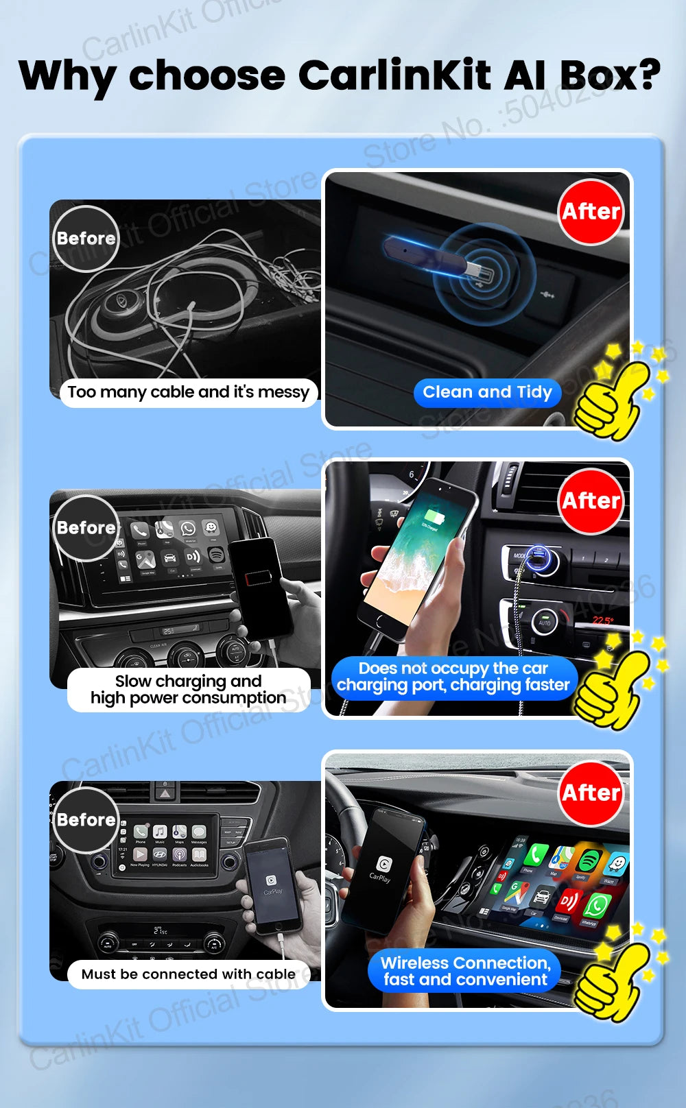 CarlinKit 5.0 Mini Ultra / Pro Wireless CarPlay & Android Auto Adapter For OEM Cars Upgrade WiFi BLE Wireless Auto-connect Phone