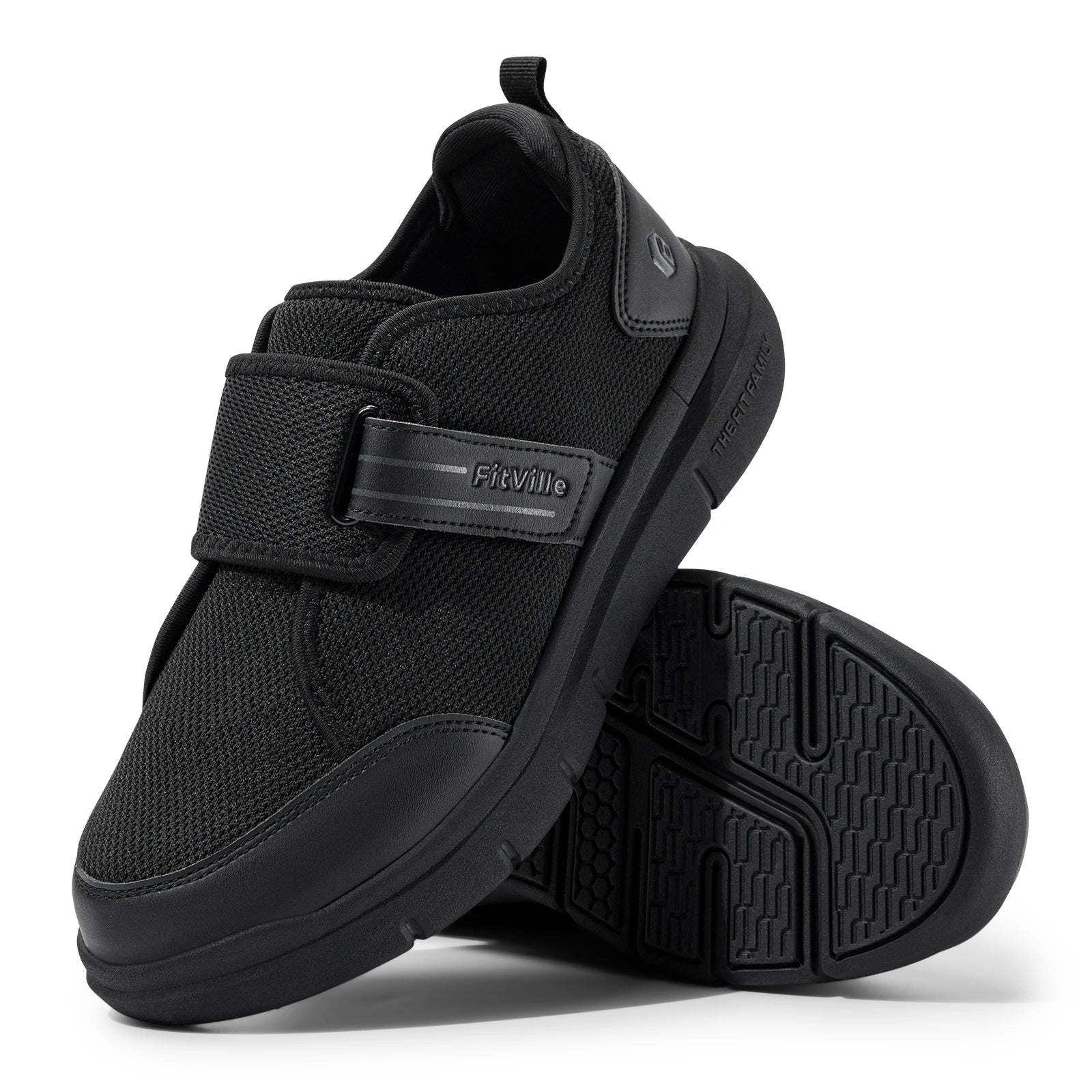 FitVille Diabetic Shoes for Men Extra Wide Hook and Loop Walking Shoes for Elderly for Swollen Feet Foot Pain Relief Neuropathy