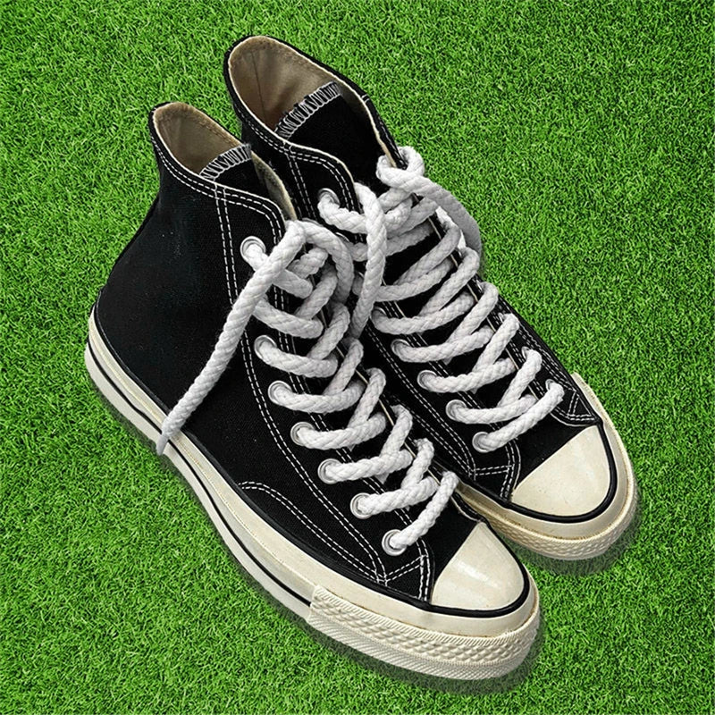 1Pair 8mm Bold Round Shoelaces Quality Linen Cotton Sneakers Shoelace AF1 Shoe laces 100/120/140/160/180CM Shoes Accessories