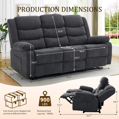 3 Seater Recliner Sofa,Built In Console & Drop Down Table,Cup Holders,Living Room Furniture, Custom