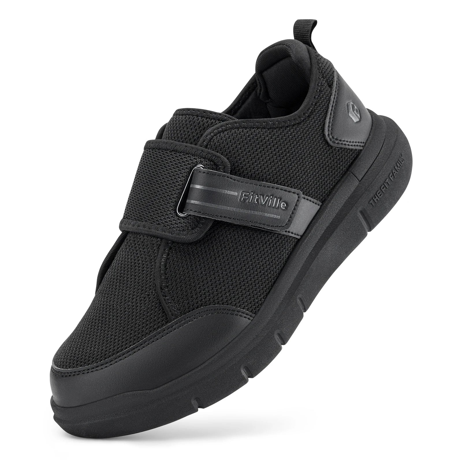 FitVille Diabetic Shoes for Men Extra Wide Hook and Loop Walking Shoes for Elderly for Swollen Feet Foot Pain Relief Neuropathy