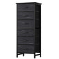 JHK Tall 6 Fabric Drawer Dresser  for Bedroom Wood Top and Metal Frame Skinny Chest of Drawers Narrow Storage Tower with Organization Furniture