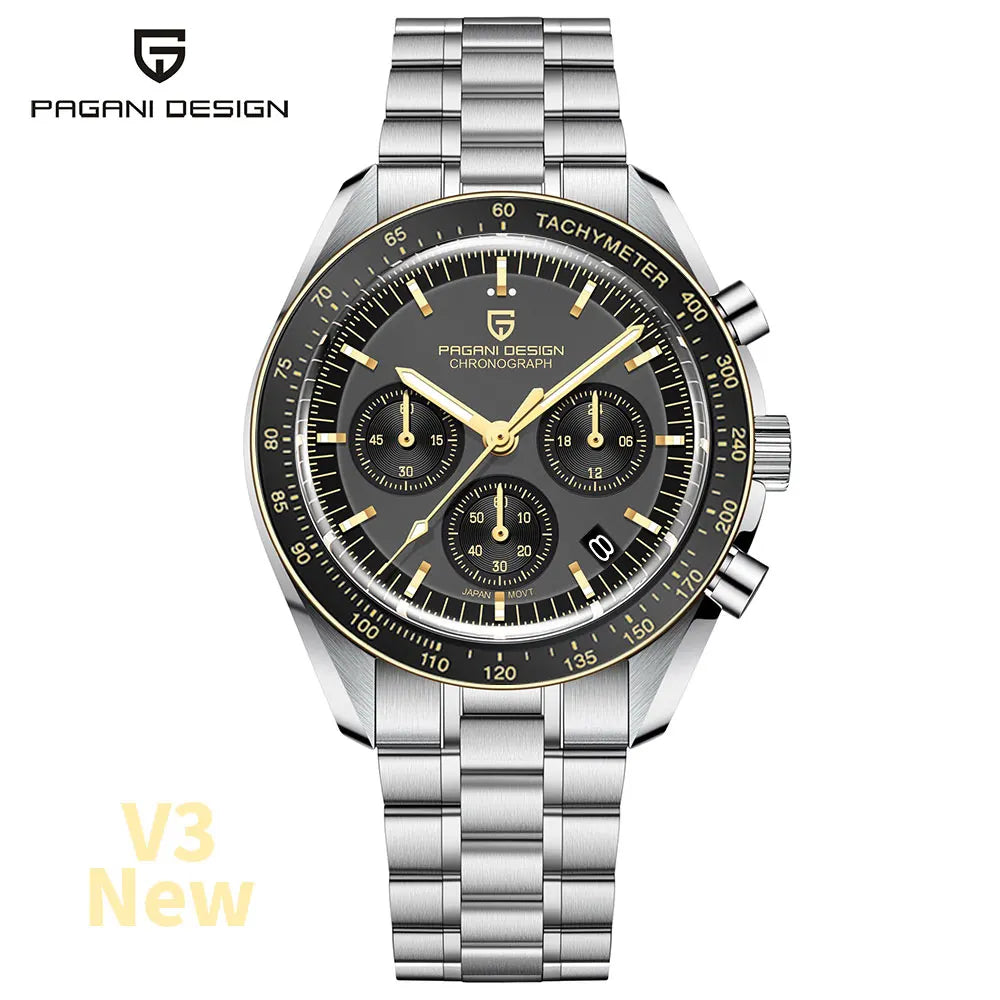 PAGANI DESIGN 2026 New V5 PD1701 Men's Watches Luxury Quartz Watch Men Sport Speed Chronograph AR Sapphire glass 100M Waterproof