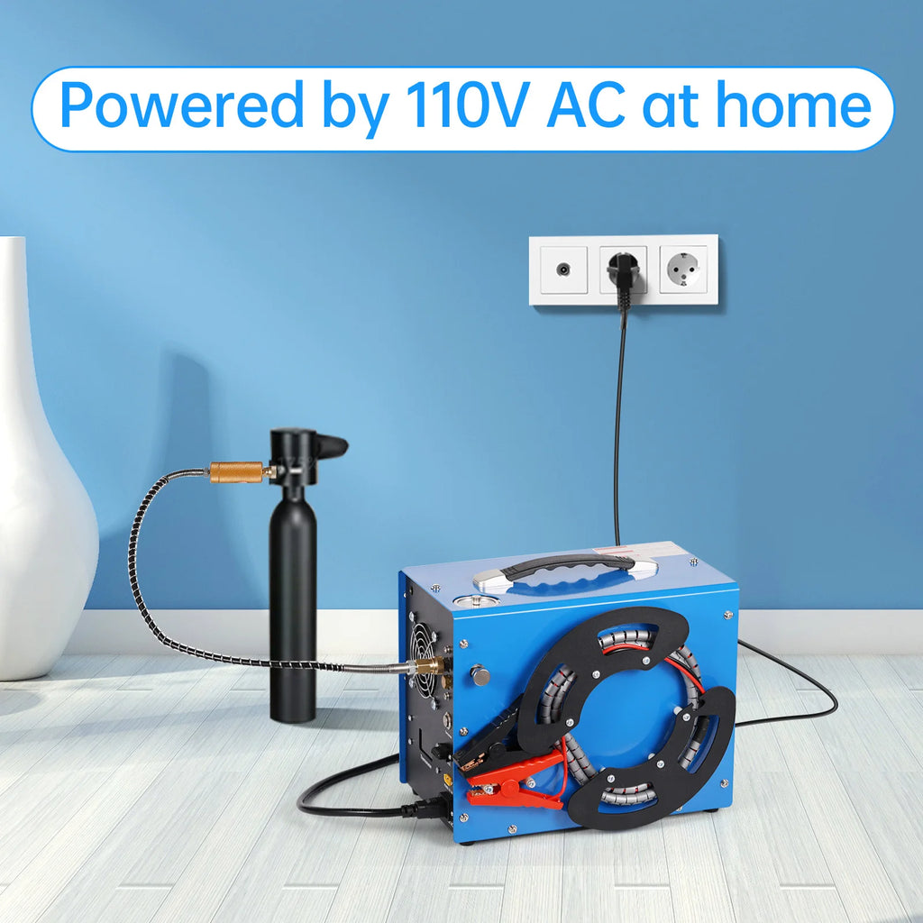300bar 4500Psi/30Mpa PCP compressor pcp 12v  automatic stop, no oil/water,, 8MM, suitable for paintball/PCP, 220V AC or 12V 5.01