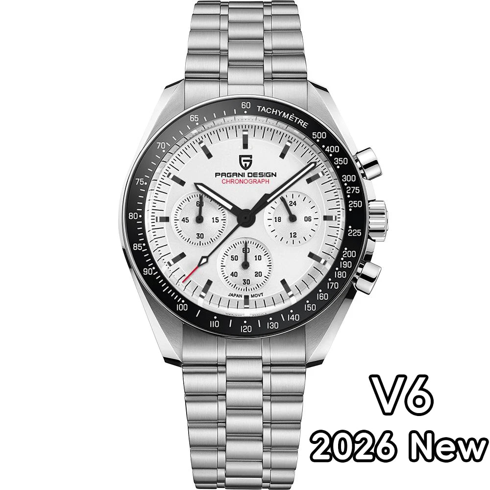 PAGANI DESIGN 2026 New V5 PD1701 Men's Watches Luxury Quartz Watch Men Sport Speed Chronograph AR Sapphire glass 100M Waterproof