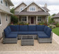 7 Pieces Outdoor Patio Furniture Set, All-Weather Sectional Sofa PE Rattan Wicker with Glass Table & Washable Cushions, Custom