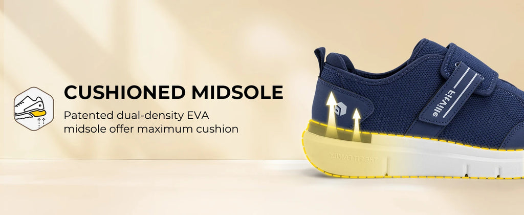 FitVille Diabetic Shoes for Men Extra Wide Hook and Loop Walking Shoes for Elderly for Swollen Feet Foot Pain Relief Neuropathy