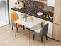 Rectangular Dining Modern Dining Desk Table Furniture with Natural Texture Sintered Stone Top Metal Frame for Dining Room