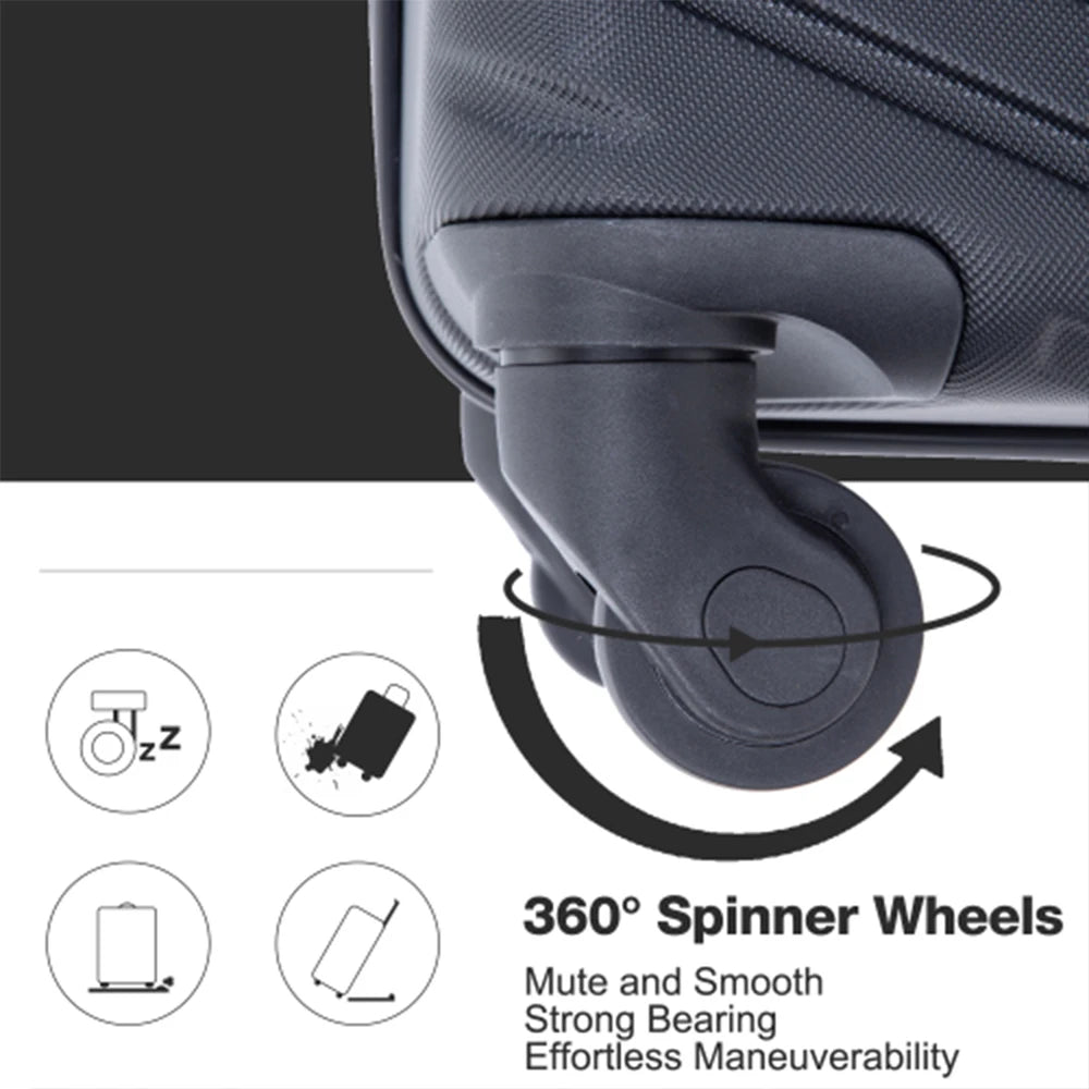 Travelhouse Luggage Set 4-Piece ABS Suitcase With Spinner Wheels, 24 Inch and 28 Inch with TSA Lock, 16, 20 Inch Carry On Luggage