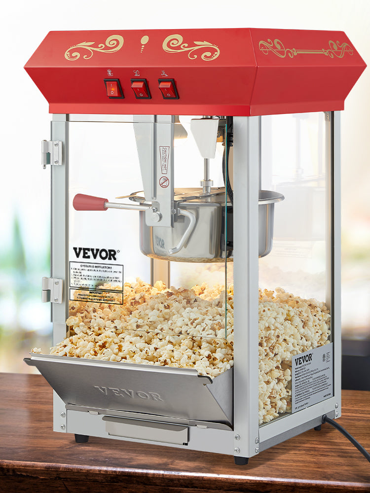 SucceBuy 8/12Oz Electric Popcorn Maker Commercial Popper Machine  Automatic Corn Cookware with Scoop Spoon SUS304 Heating Tube
